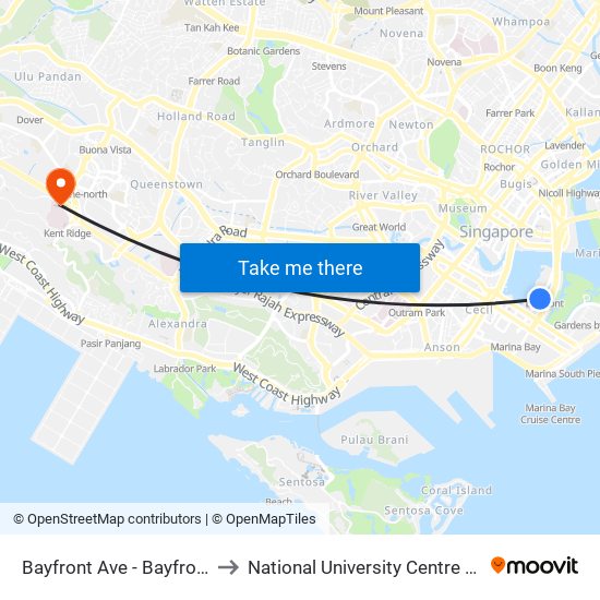 Bayfront Ave - Bayfront Stn Exit A (03519) to National University Centre For Oral Health, Singapore map