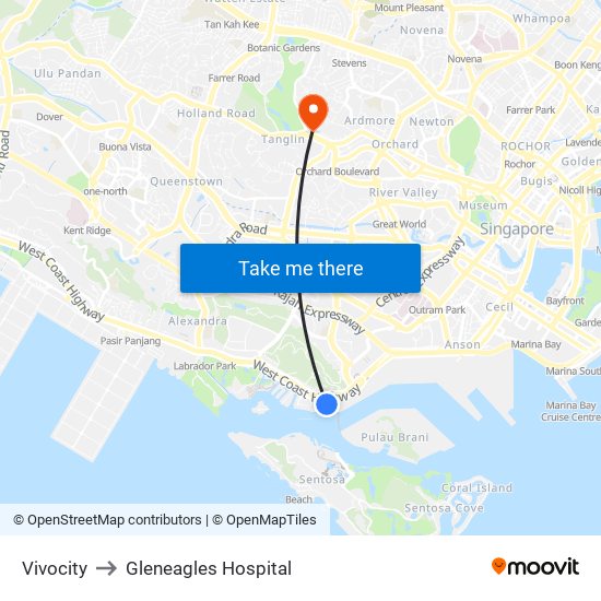 Vivocity to Gleneagles Hospital map