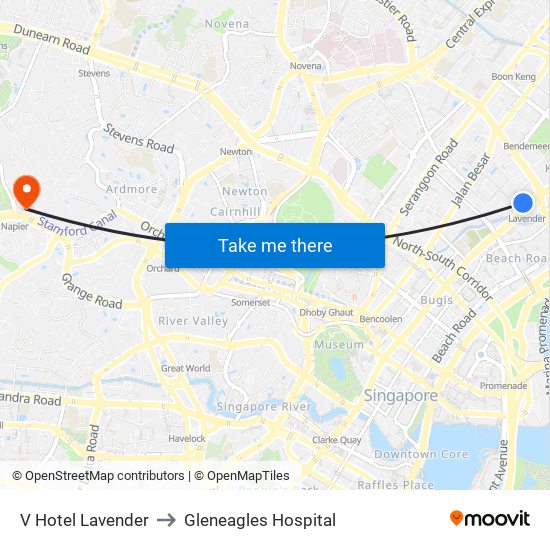 V Hotel Lavender to Gleneagles Hospital map