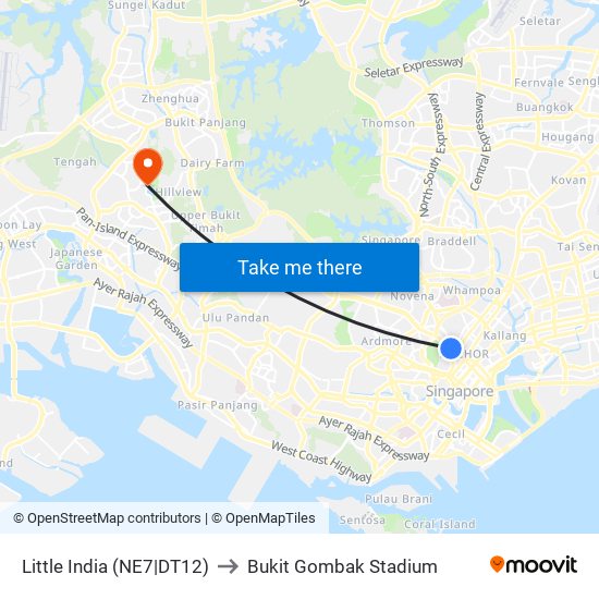 Little India (NE7|DT12) to Bukit Gombak Stadium map