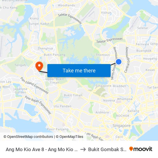 Ang Mo Kio Ave 8 - Ang Mo Kio Int (54009) to Bukit Gombak Stadium map
