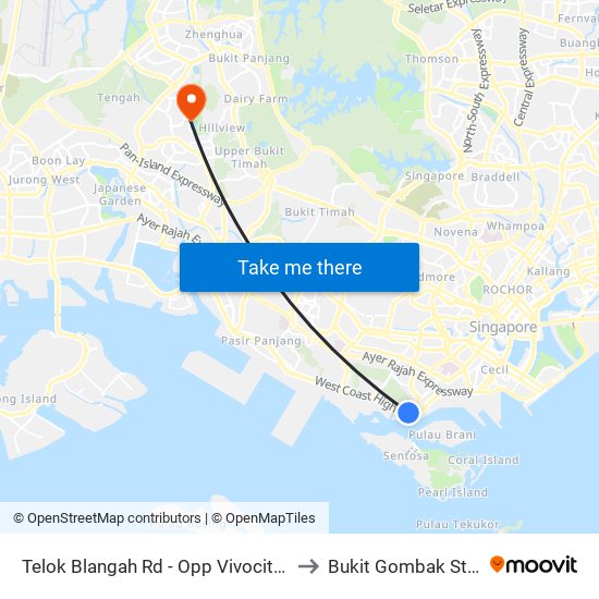 Telok Blangah Rd - Opp Vivocity (14119) to Bukit Gombak Stadium map