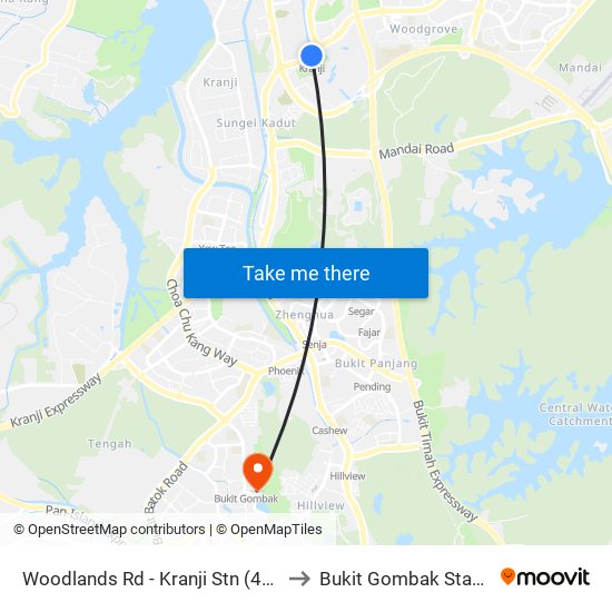 Woodlands Rd - Kranji Stn (45139) to Bukit Gombak Stadium map