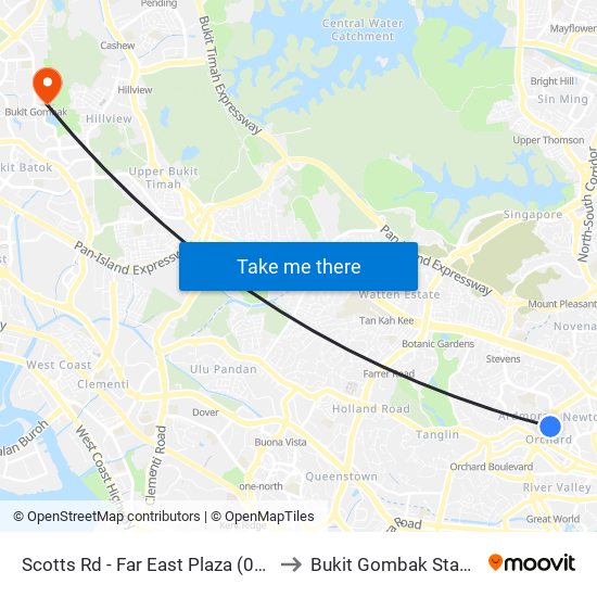 Scotts Rd - Far East Plaza (09219) to Bukit Gombak Stadium map