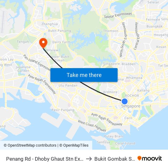 Penang Rd - Dhoby Ghaut Stn Exit B (08031) to Bukit Gombak Stadium map