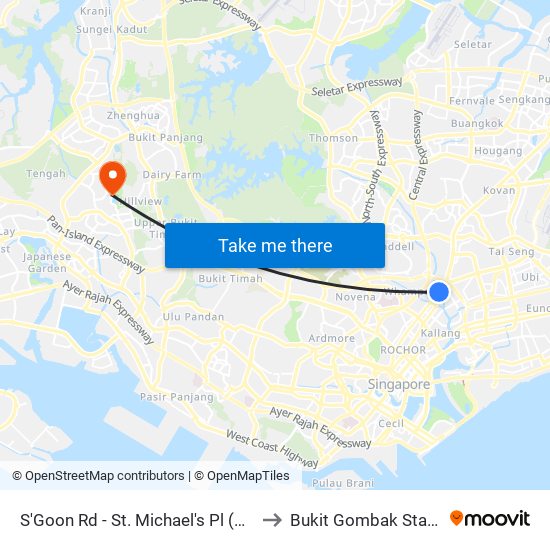 S'Goon Rd - St. Michael's Pl (60161) to Bukit Gombak Stadium map