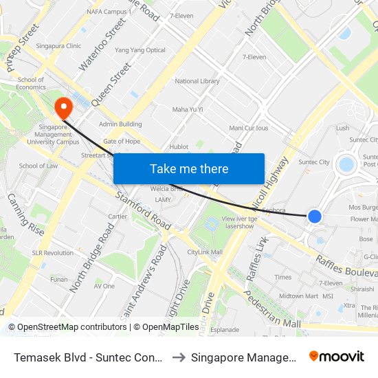 Temasek Blvd - Suntec Convention Ctr (02151) to Singapore Management University map