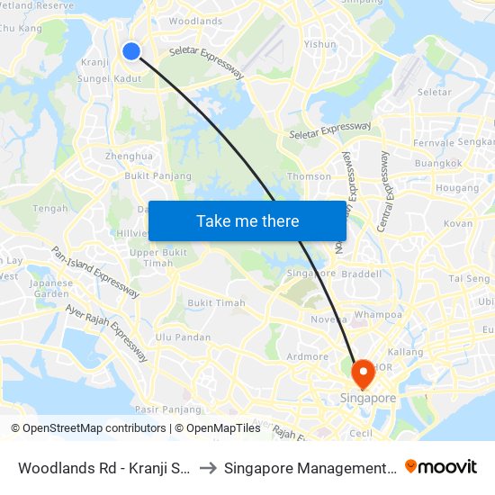 Woodlands Rd - Kranji Stn (45139) to Singapore Management University map