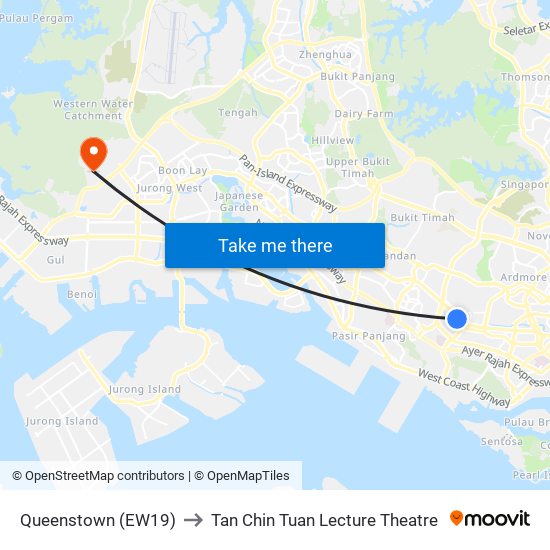 Queenstown (EW19) to Tan Chin Tuan Lecture Theatre map