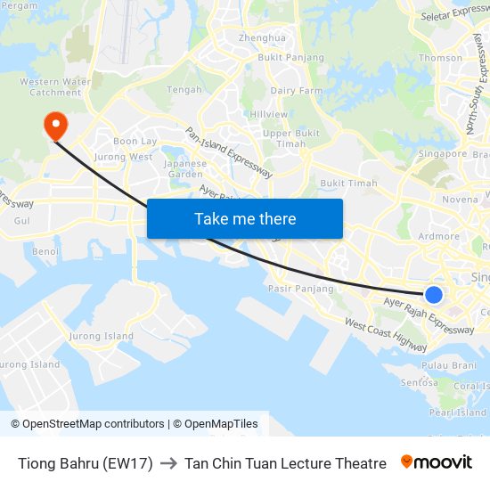 Tiong Bahru (EW17) to Tan Chin Tuan Lecture Theatre map