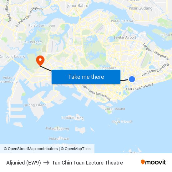Aljunied (EW9) to Tan Chin Tuan Lecture Theatre map