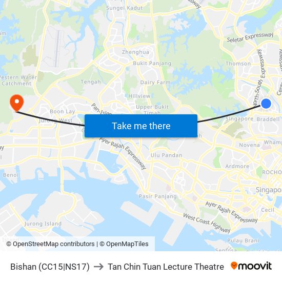 Bishan (CC15|NS17) to Tan Chin Tuan Lecture Theatre map