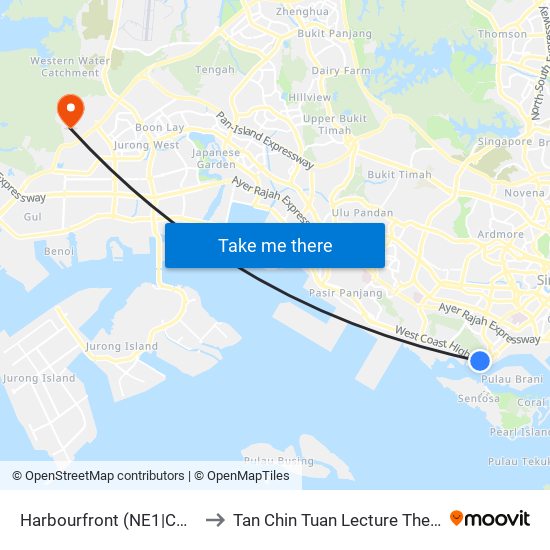 Harbourfront (NE1|CC29) to Tan Chin Tuan Lecture Theatre map