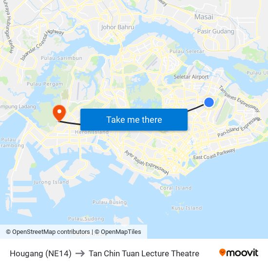 Hougang (NE14) to Tan Chin Tuan Lecture Theatre map