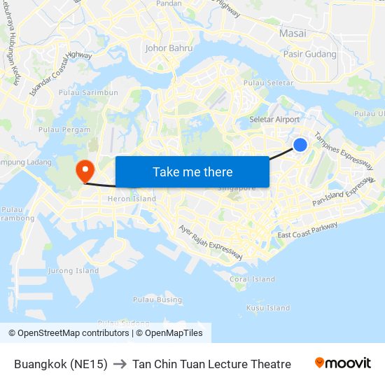 Buangkok (NE15) to Tan Chin Tuan Lecture Theatre map