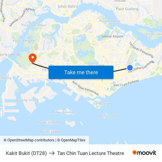 Kakit Bukit (DT28) to Tan Chin Tuan Lecture Theatre map