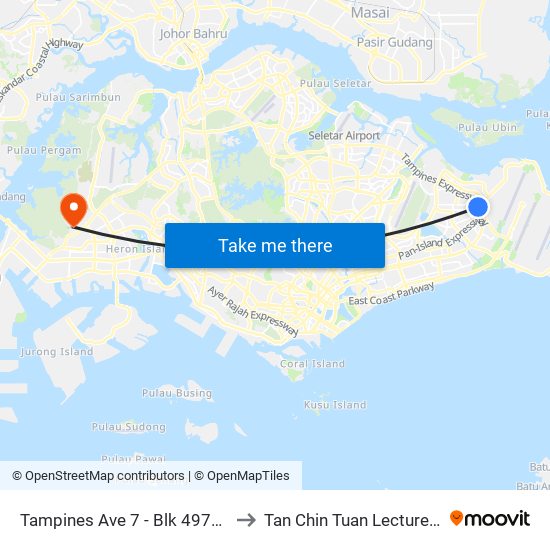 Tampines Ave 7 - Blk 497d (76241) to Tan Chin Tuan Lecture Theatre map
