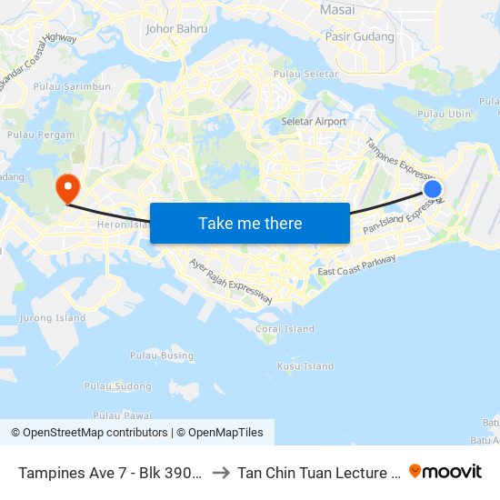 Tampines Ave 7 - Blk 390 (76239) to Tan Chin Tuan Lecture Theatre map