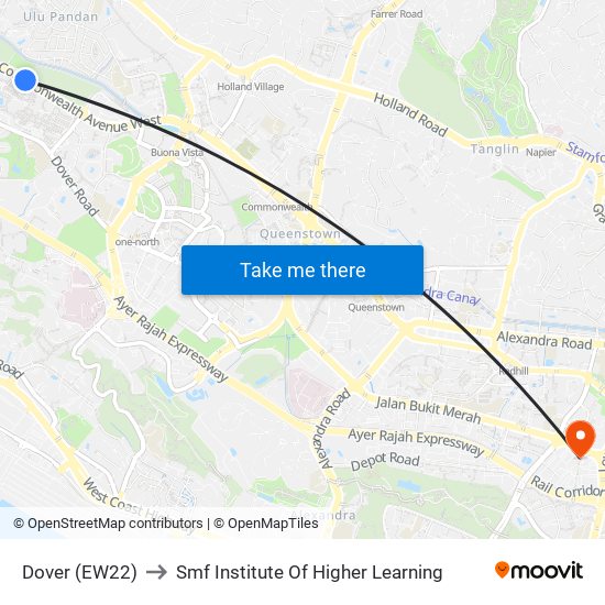 Dover (EW22) to Smf Institute Of Higher Learning map