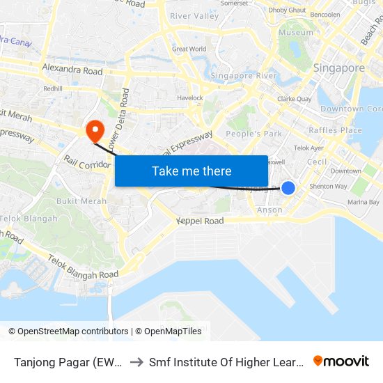 Tanjong Pagar (EW15) to Smf Institute Of Higher Learning map