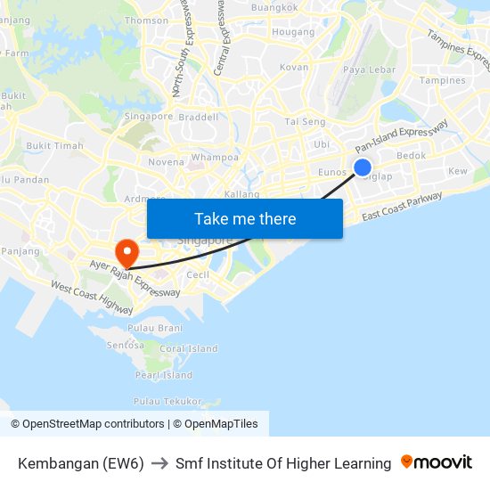 Kembangan (EW6) to Smf Institute Of Higher Learning map