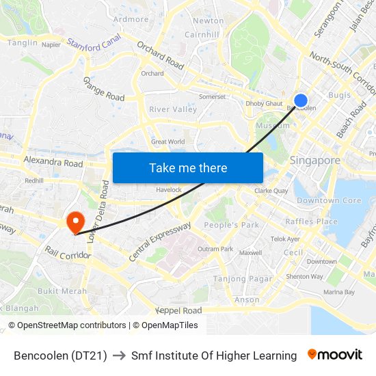 Bencoolen (DT21) to Smf Institute Of Higher Learning map