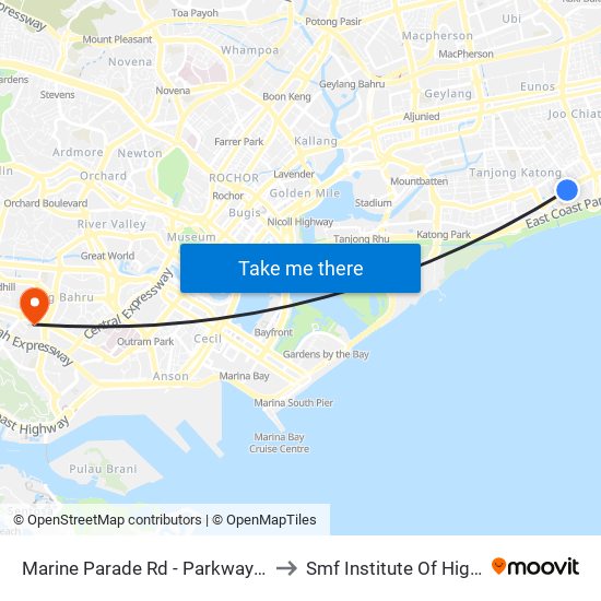 Marine Parade Rd - Parkway Parade (92049) to Smf Institute Of Higher Learning map
