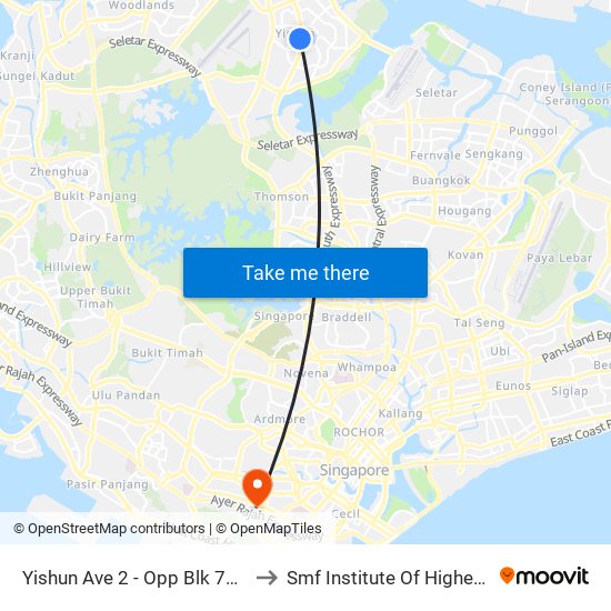 Yishun Ave 2 - Opp Blk 757 (59069) to Smf Institute Of Higher Learning map