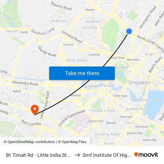 Bt Timah Rd - Little India Stn Exit A (40011) to Smf Institute Of Higher Learning map