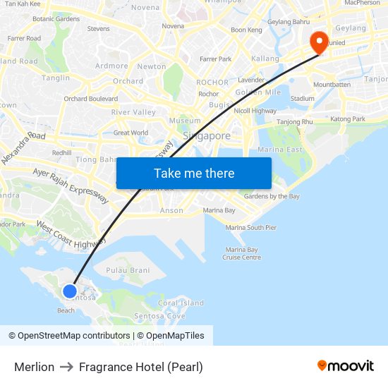 Merlion to Fragrance Hotel (Pearl) map