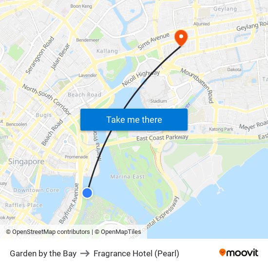 Garden by the Bay to Fragrance Hotel (Pearl) map