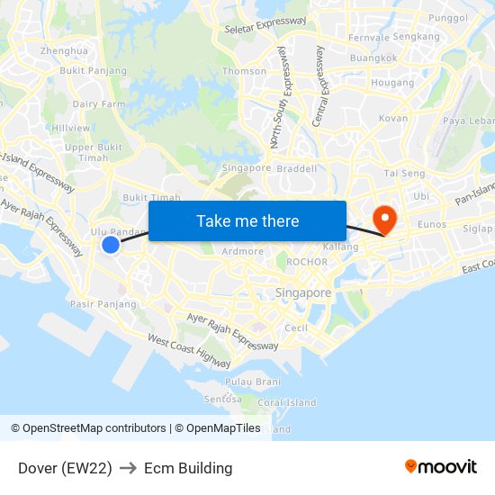 Dover (EW22) to Ecm Building map