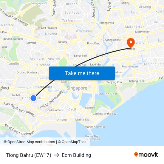 Tiong Bahru (EW17) to Ecm Building map