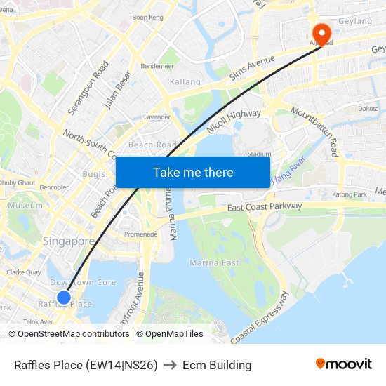 Raffles Place (EW14|NS26) to Ecm Building map