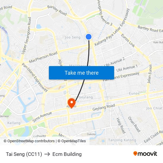 Tai Seng (CC11) to Ecm Building map