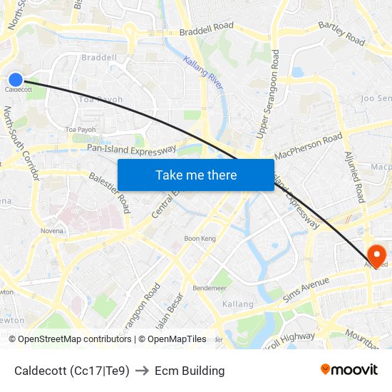 Caldecott (Cc17|Te9) to Ecm Building map