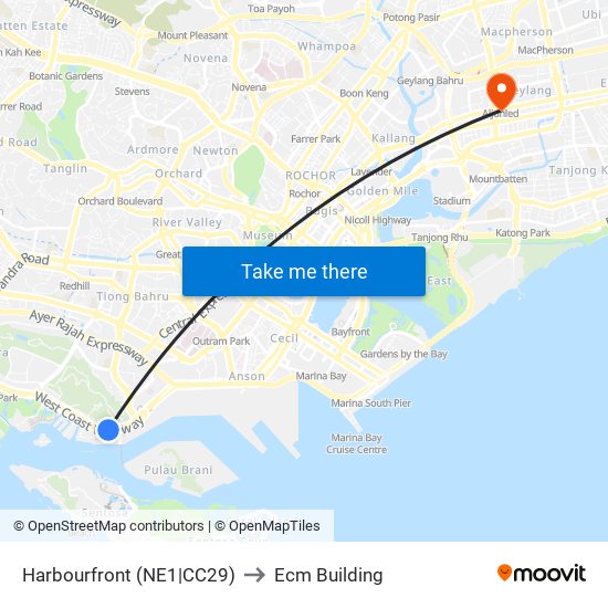 Harbourfront (NE1|CC29) to Ecm Building map