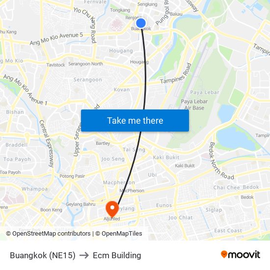 Buangkok (NE15) to Ecm Building map