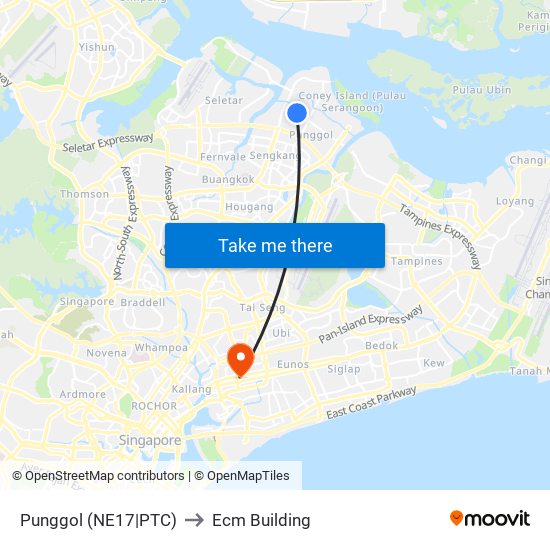 Punggol (NE17|PTC) to Ecm Building map