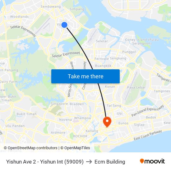 Yishun Ave 2 - Yishun Int (59009) to Ecm Building map