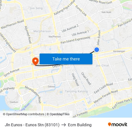 Jln Eunos - Eunos Stn (83101) to Ecm Building map