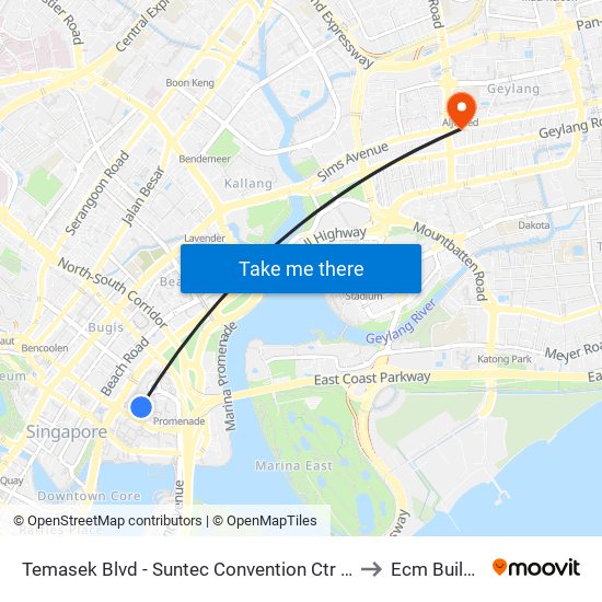 Temasek Blvd - Suntec Convention Ctr (02151) to Ecm Building map