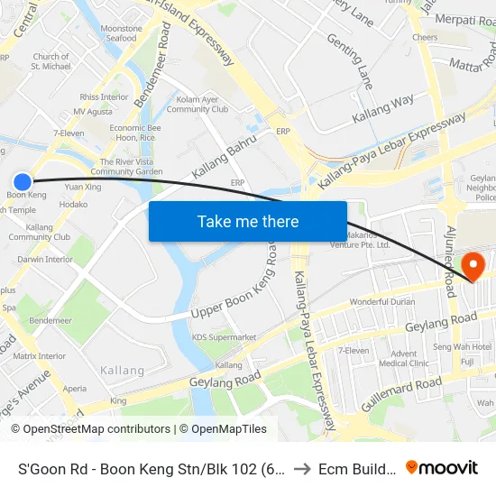 S'Goon Rd - Boon Keng Stn/Blk 102 (60121) to Ecm Building map