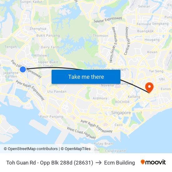Toh Guan Rd - Opp Blk 288d (28631) to Ecm Building map