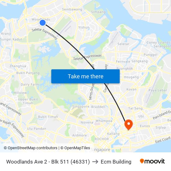 Woodlands Ave 2 - Blk 511 (46331) to Ecm Building map