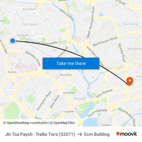 Jln Toa Payoh - Trellis Twrs (52071) to Ecm Building map