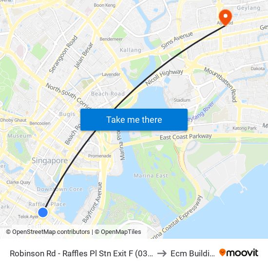 Robinson Rd - Raffles Pl Stn Exit F (03031) to Ecm Building map
