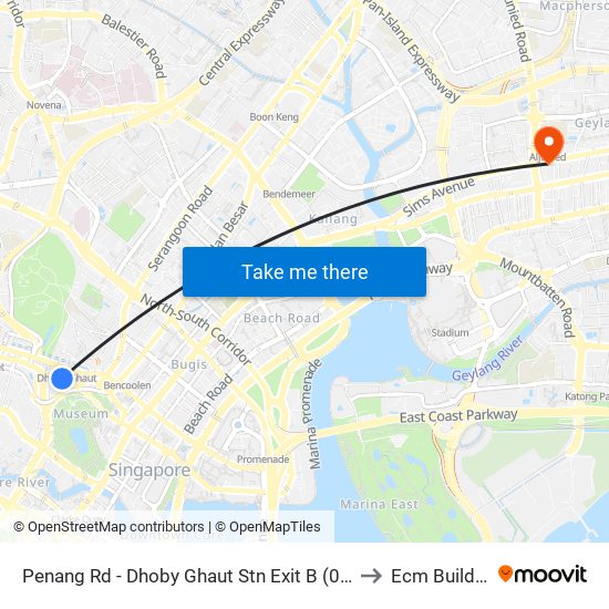 Penang Rd - Dhoby Ghaut Stn Exit B (08031) to Ecm Building map