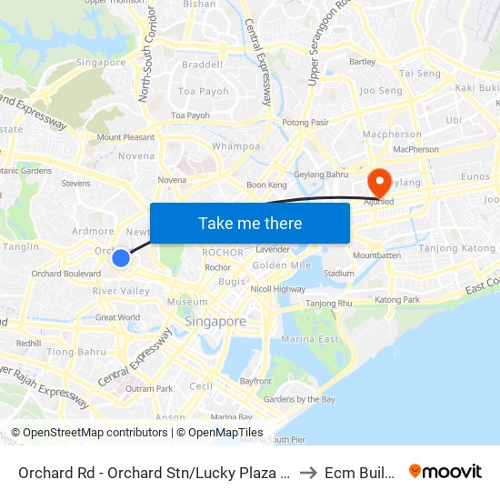 Orchard Rd - Orchard Stn/Lucky Plaza (09048) to Ecm Building map
