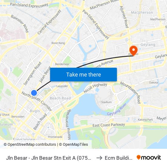 Jln Besar - Jln Besar Stn Exit A (07529) to Ecm Building map